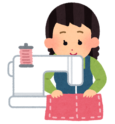ミシンを使う女性のイラスト