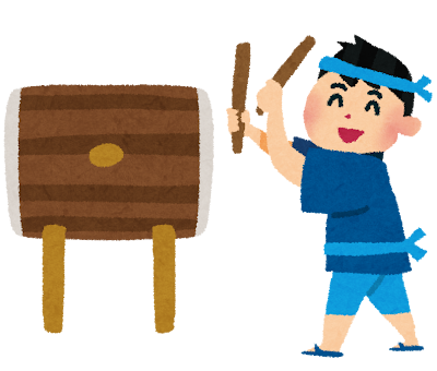 太鼓を叩いている男の子のイラスト