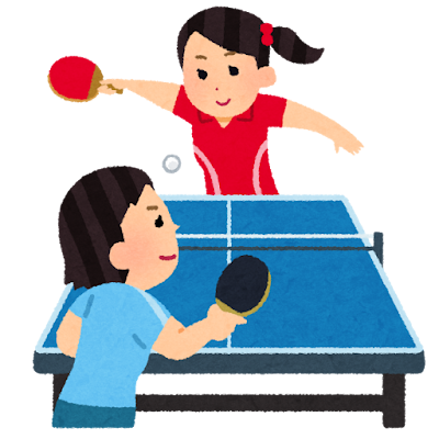 女子卓球のイラスト（対戦相手付き）