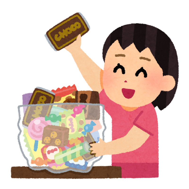 お菓子の詰め放題のイラスト