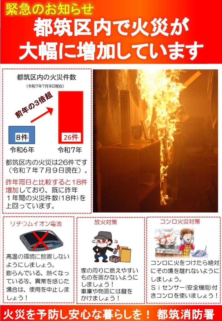 都筑区消防署 火災の注意喚起