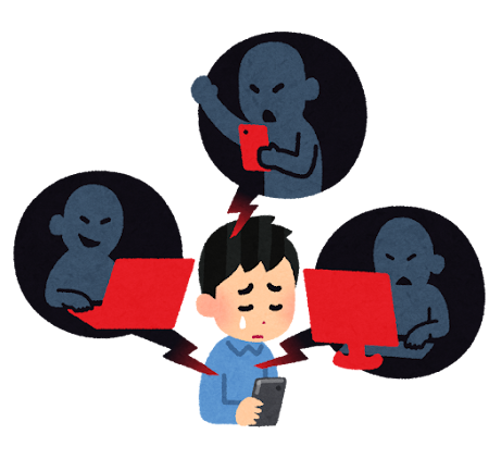 ネットの誹謗中傷のイラスト(男性)