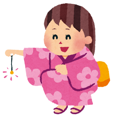 花火のイラスト「線香花火と女の子」