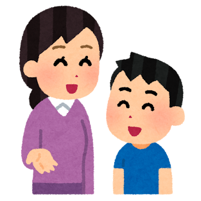 会話をする親子のイラスト(お母さん)