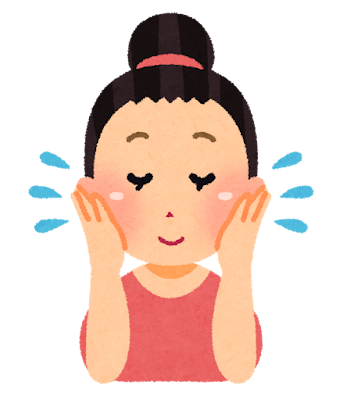 化粧水をつけている人のイラスト