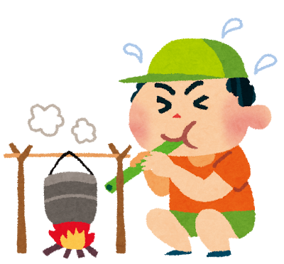 キャンプのイラスト「飯盒炊爨・男の子」