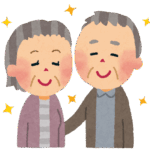 仲の良い老夫婦のイラスト