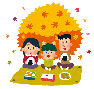 紅葉のピクニックのイラスト