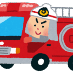 消防車に乗った消防士のイラスト