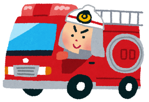消防車に乗った消防士のイラスト