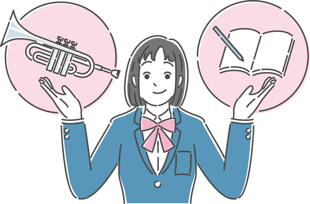 文武両道を考える女子生徒のイラスト