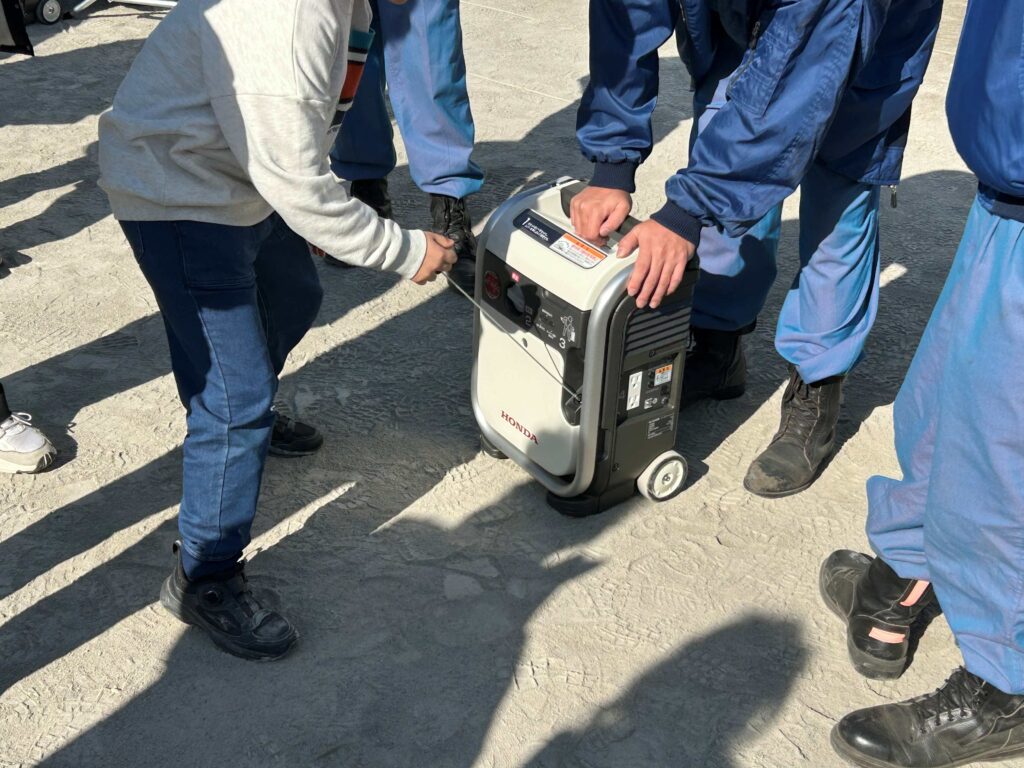 発電機を使用する様子