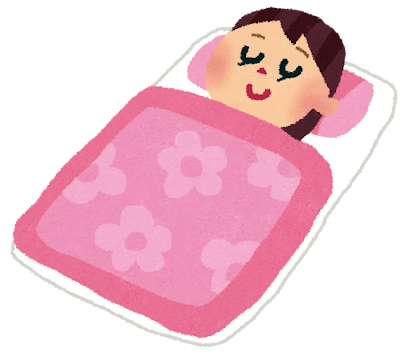 寝ている女性のイラスト（睡眠）
