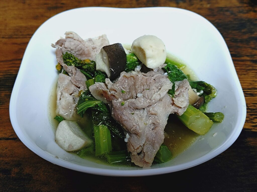 菜の花とエリンギのカレー風味の肉炒め