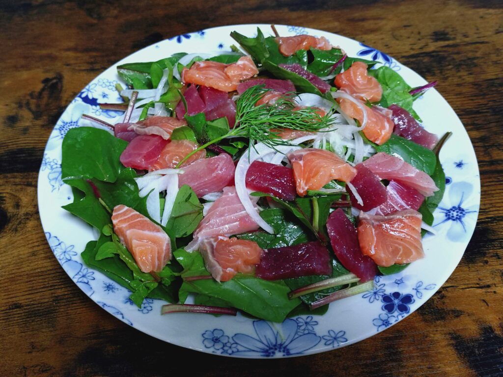 赤茎ホウレンソウのカルパッチョ