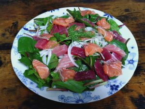 赤茎ホウレンソウのカルパッチョ