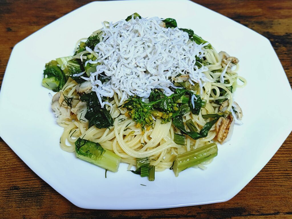 ディルと菜の花の海鮮パスタ