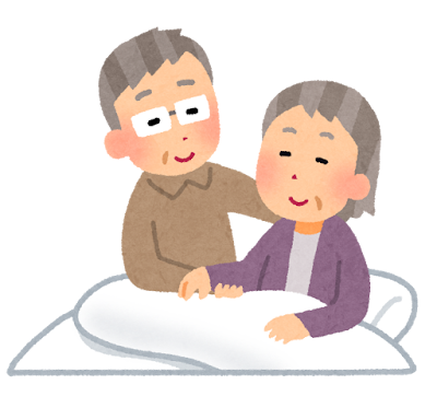 老々介護のイラスト(笑顔)